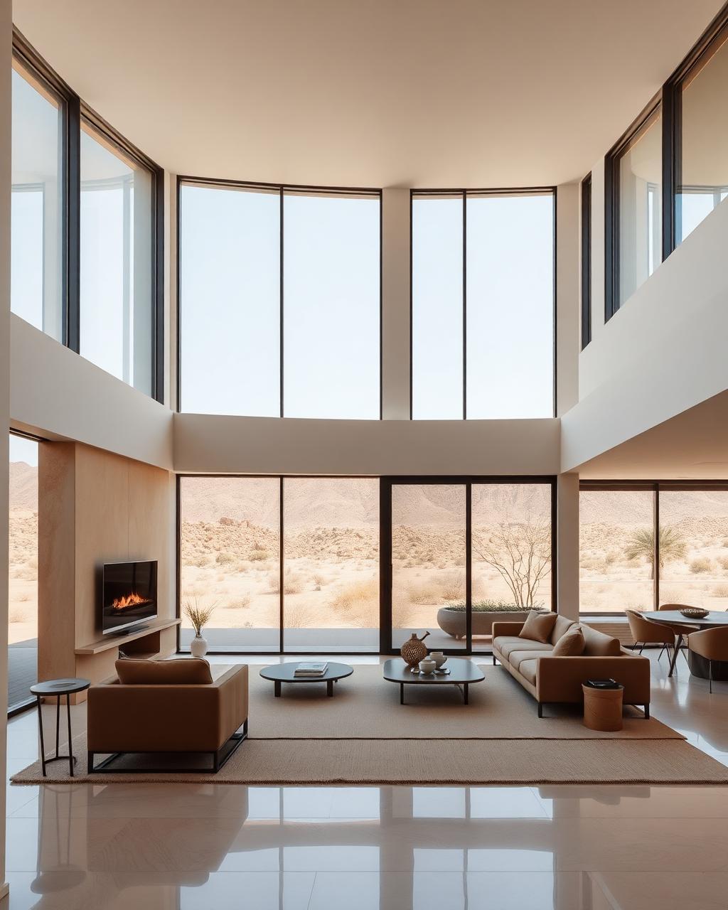Floor-to-ceiling living room windows in an Arizona luxury home